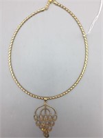 14 k yellow gold necklace and pendant