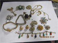 Misc. Jewelry Lot-Bracelet,ID Bracelet,Pins,Earris