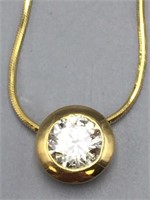 14k, 2 ct. round diamond bezel pendant on chain