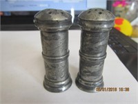 Vtg. Silverplate Etched Salt & Pepper Set