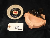 Vintage horse ashtray and GIN ashtray