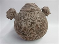 Unusual Clay Molded Handed Vase