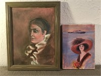 Two oil paintings of Ladies. Both by Alma