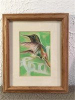 Hummingbird, oil on board. 
5“ x 7“. 
Oak