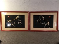 Wakyasai signed Pair of block prints of Horse’s.