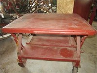Steel table on rollers