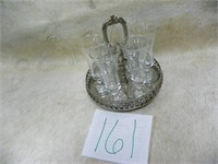 SILVERPLATE AND GLASS CORDIAL SERVICE SET