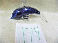 VINTAGE MURANO GLASS DK BLUE DOLPHIN
