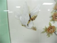 VINTAGE SIGNED JAPANESE FRAMED GLASS ART