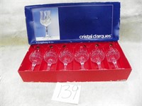 BOXED SET FRENCH CRYSTAL CORDIAL GLASSES