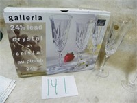 BOXED SET FRENCH CRYSTAL CHAMPAGNE GLASSES