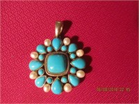 Enhancer 925 w/Pearls & Sleeping Beauty Turquoise
