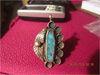 Sterling B Ring w/Blue Stone 11.9 gr. w/stone