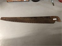 Vintage one man crosscut saw blade measures 48”