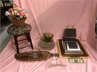 Lot of photo frames glassware and decor items