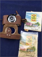 Old Argus Camera in Case and Top Value Stamps
