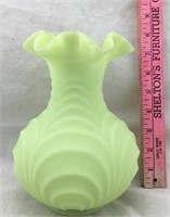Fenton Satin Green Frosted Vase