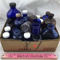 Old Glass Bottles - Mostly Blue Glass