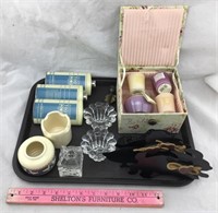 Candle Holders, Candles, Tooth Powder Bottles