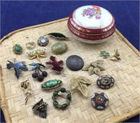 Round Limoges Dresser Box Full of Vintage Jewelry