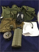 Box of 2 Gas Masks and Gear and Extra Canisters