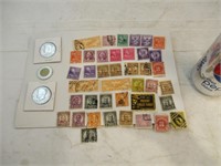 2x half dollar 1976 et timbres US