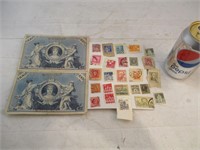 2 billets de 100 marks allemand 1908 et 13 timbres