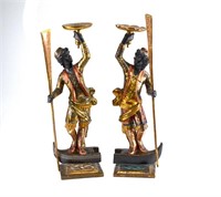 PAIR OF CARVED & POLYCHROME PAINTED BLACKAMOORES