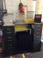 3 file cabinets (one is wooden)& candy racks