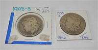 Choice (2) 1903 S Morgan silver dollar, Key