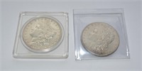 Choice (2) Morgan silver dollars, 1890 S or P,