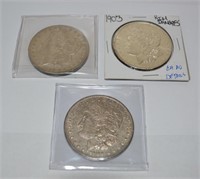 Choice (3) 1903 Morgan silver dollar, 2 XF, 1 AU