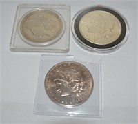 Choice (3) 1921 D & S, P Morgan silver dollars,