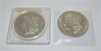 Choice (2) 1921 D or P Morgan silver dollars,