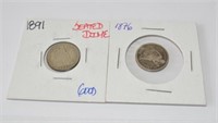 1876 and 1891 Seated dimes