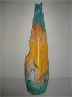 Painted Palm Tree Bark Wall Hanger 29" Tall