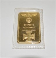 German duetsche reichsbank .999 gold bar 1oz.