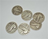 Group of (6) walking liberty quarters better
