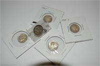 Group (5) better mercury dimes: 1929, 1945, 1944