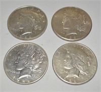 Group (4) 1922 Peace silver dollars, higher