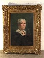 Large stately painting of a woman. Oil on canvas.