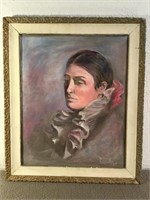 Oil on canvas of a lady. Signed Turville/96. 17”