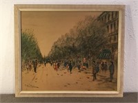 Vintage framed print of Parisian Boulevard. 
24“