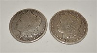 Group (2) cleaned Morgan silver dollars, 1879 S,