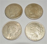 Group (4) 1922 Peace silver dollars, VF