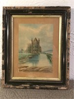 Antique watercolour of Cathedral, signed A.