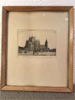 Dunfermline Abbey sketch signed Jas Connell.