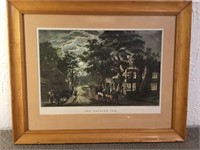 The Wayside Inn, Reprinted Currier & Ives framed