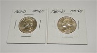 Group (3) Washington silver quarters, (2) MS65+