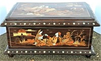 Beautiful Inlaid Wooden Box with Scenes of